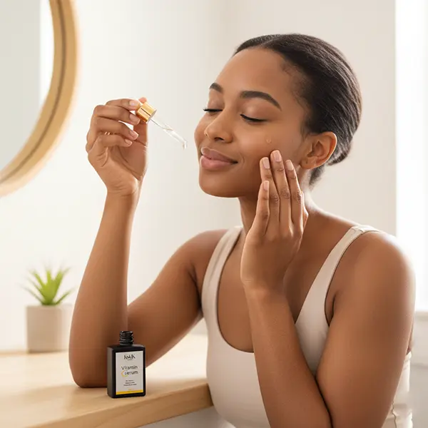 Applying Kaik Vitamin Serum on face
