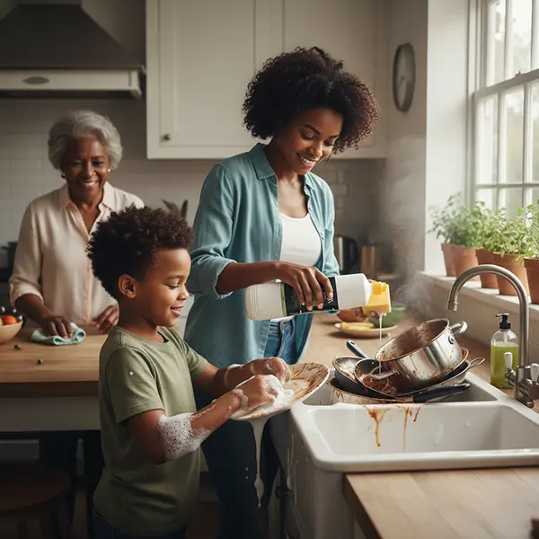 Washing dishes with Kaik Dish Wash