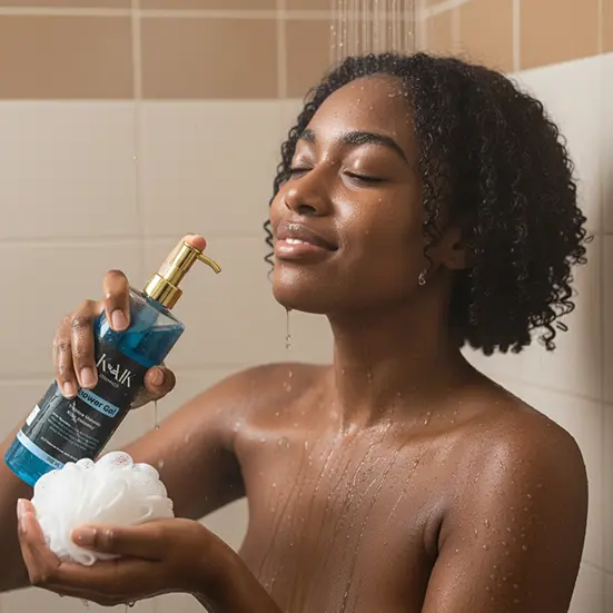 Kaik Gentle Shower Gel in bathroom setting